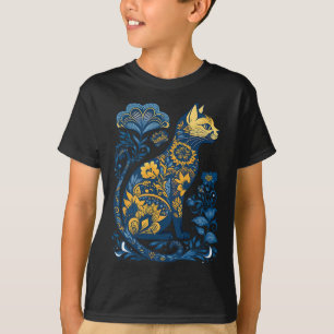 Camiseta Gato de Ucrania Floral Vintage Bandera ucraniana y