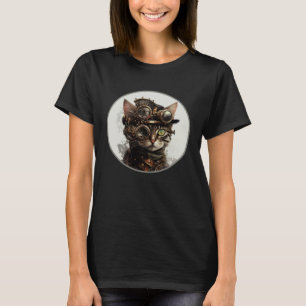 Camiseta Gato de un ojo Steampunk Engranaje Mecánico Scifi