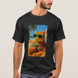 Camiseta Gato de vacaciones tropicales relajándose en una h