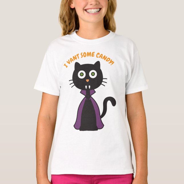Camiseta Gato de vampiros de Halloween (Anverso)