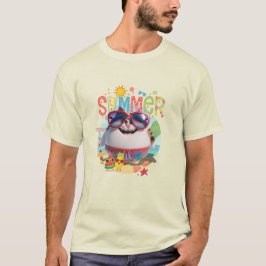 Camiseta Gato de verano con vibraciones de sol