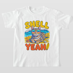 Camiseta Gato de Verano Concha Sí Playa - Gafas de Sol Cool