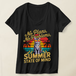 Camiseta Gato de verano fresco Sin planes Sin problemas Gat