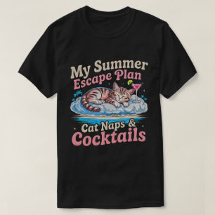 Camiseta Gato de verano: Plan de escape de siestas y cóctel