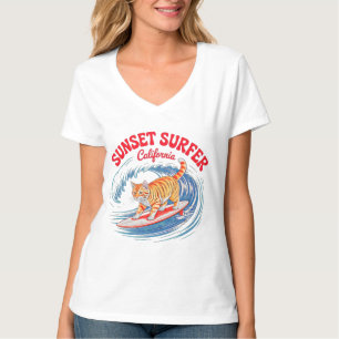 Camiseta Gato de verano Retro Surfista - Mujer felina de Ca