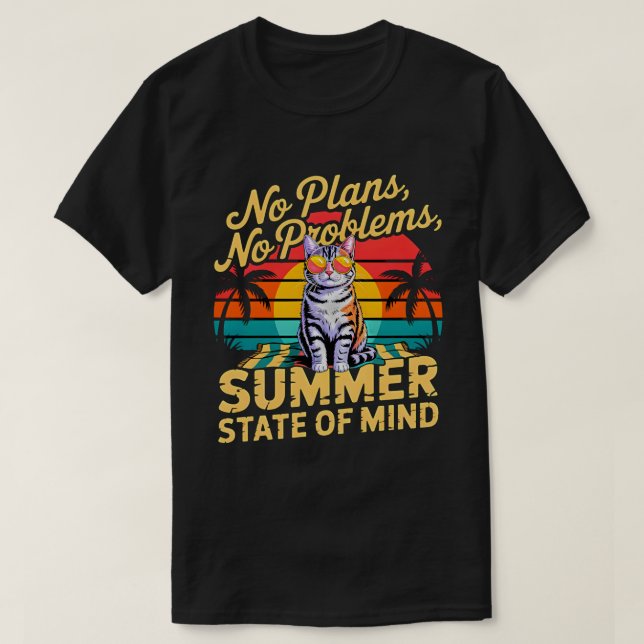 Camiseta Gato de Verano Sin Planes Retro (Diseño del anverso)
