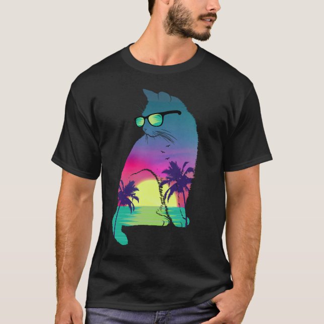 Camiseta Gato de verano tropical (Anverso)