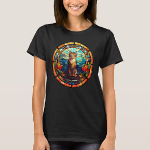 Camiseta Gato de vidrio emplomado Ojos Azules Bonito