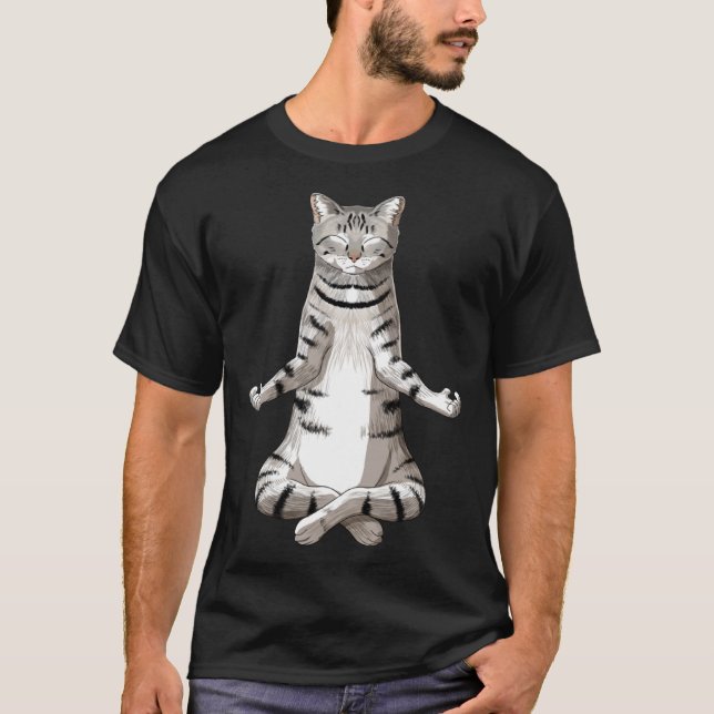 Camiseta Gato de yoga meditación Manx (Anverso)