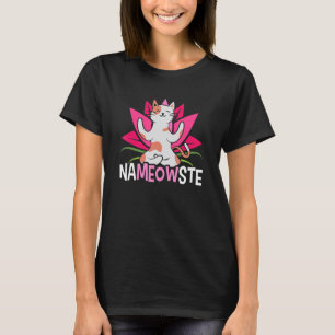Camiseta Gato de yoga meditando Namasté Flor de Loto