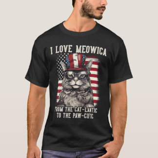 Camiseta Gato del 4 de julio Me encanta Meowica Patriótico