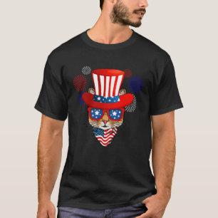 Camiseta gato del 4 de julio para mujeres hombres niños ban