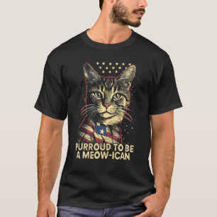 Camiseta Gato del 4 de julio Purroud para ser un gato amer