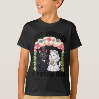 Camiseta Gato del 6º Aniversario de Boda Casados Hace 6 Año