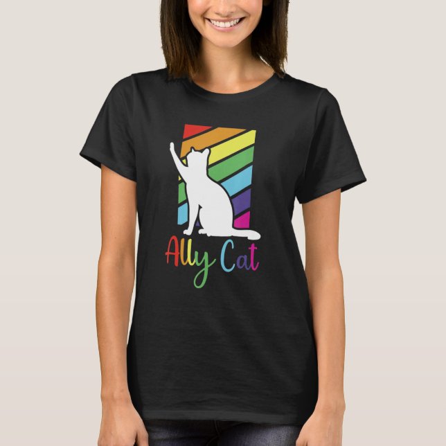 Camiseta Gato del aliado LGBT sé amable arcoiris gay Idea L (Anverso)