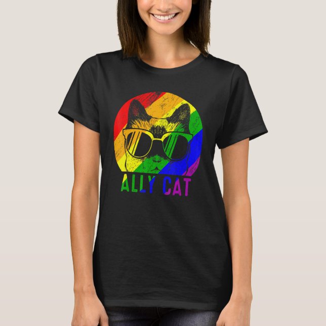 Camiseta Gato del Ally del Orgullo Lgbt Bandera Arcoiris Ga (Anverso)