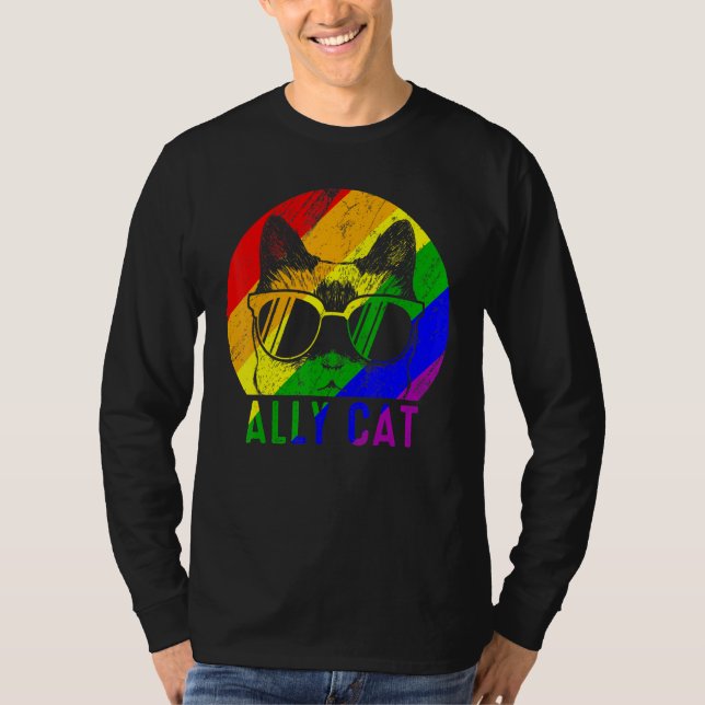 Camiseta Gato del Ally del Orgullo Lgbt Bandera Arcoiris Ga (Anverso)