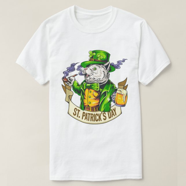 Camiseta Gato del Día de San Patricio (Diseño del anverso)