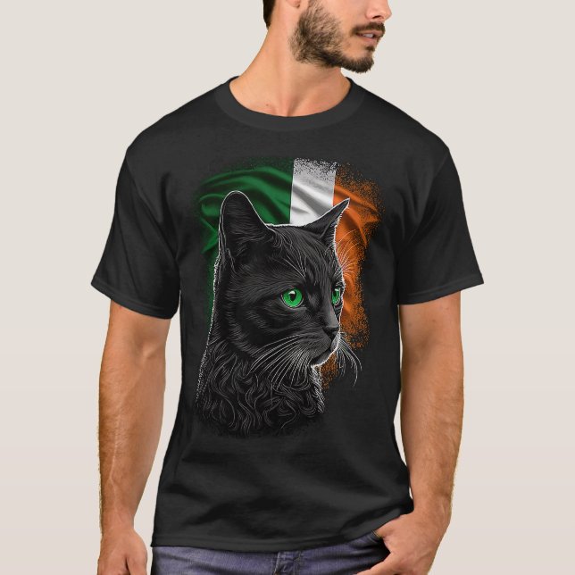 Camiseta Gato del Día de San Patricio Bandera Irlandesa Hom (Anverso)