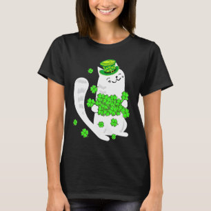 Camiseta Gato del Día de San Patricio Gato Trébol de Cuatro