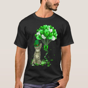 Camiseta Gato del Día de San Patricio Globos de Trébol Ve L