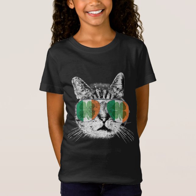 Camiseta Gato del Día de San Patricio tira a un gato irland (Anverso)