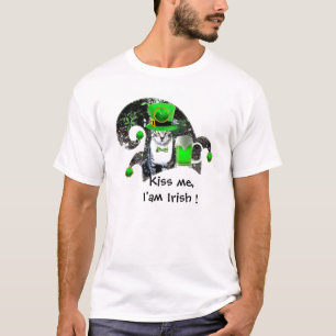 CAMISETA GATO DEL DÍA DE SAN PATRICK CON CERVEZA IRLANDESA 