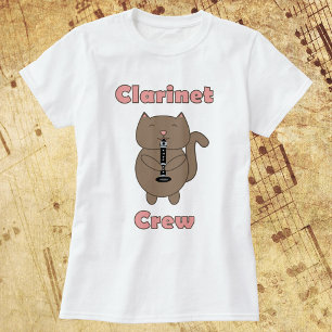 Camiseta Gato del equipo Clarinet Gracioso Rosa Marrón