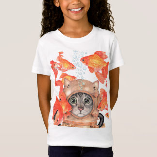 Camiseta Gato del equipo de submarinismo entre los pescados