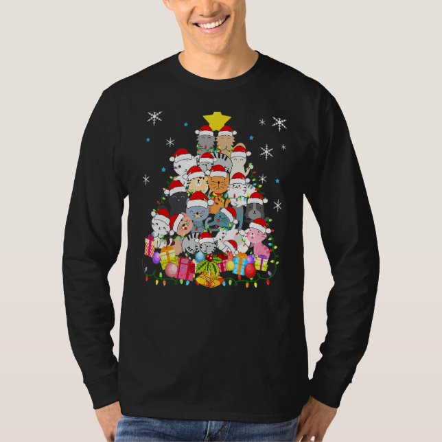 Camiseta Gato del gato del árbol de navidad amante Navidade (Anverso)