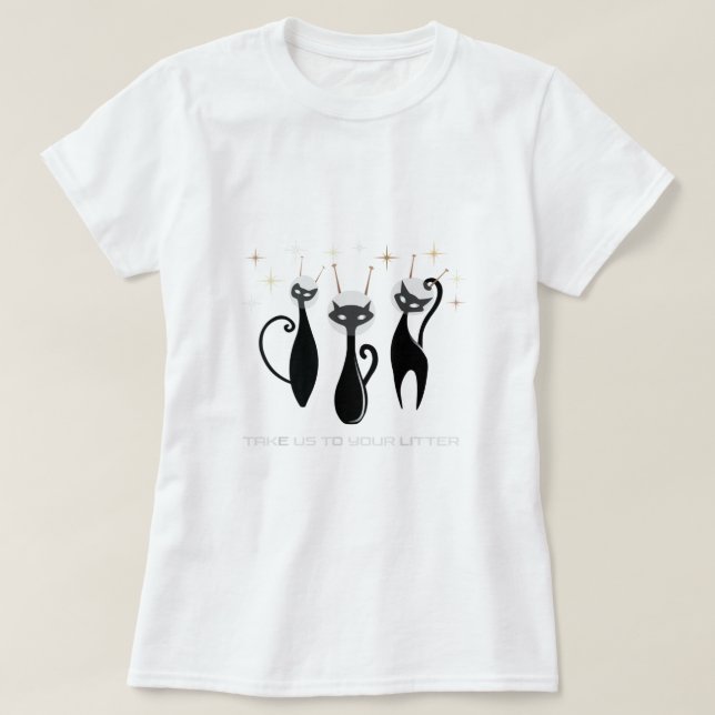 Camiseta Gato del gato del espacio del OVNI atómico del MCM (Diseño del anverso)