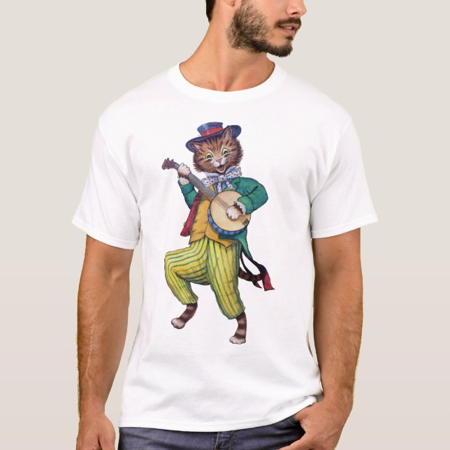 Camiseta Gato del jugador del banjo (guitarra), Louis Wain (Anverso)
