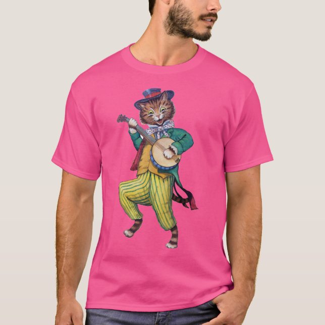 Camiseta Gato del jugador del banjo (guitarra), Louis Wain (Anverso)