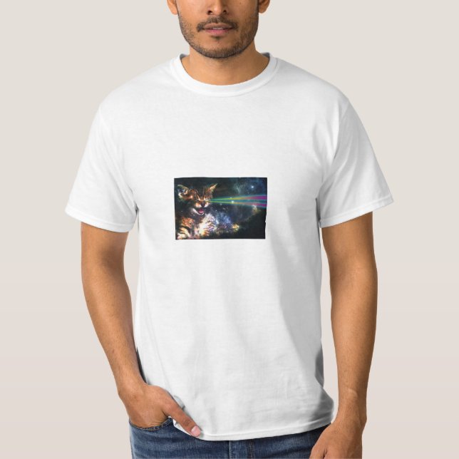 Camiseta Gato del laser en espacio (Anverso)