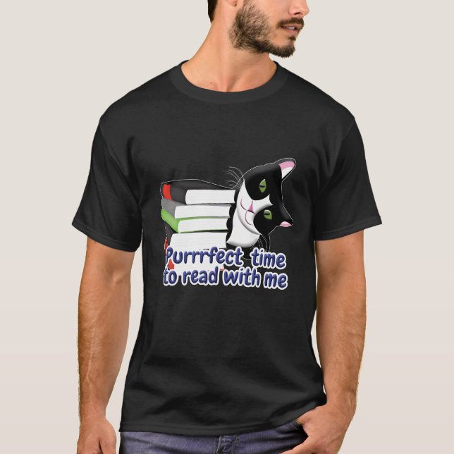 Camiseta Gato del lector de libros (Anverso)