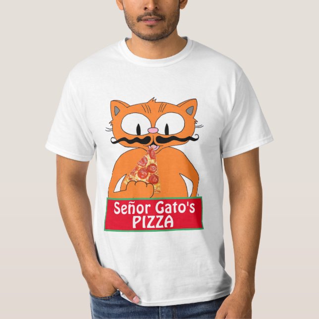 Camiseta Gato del manillar de la pizza del señor Gato (Anverso)