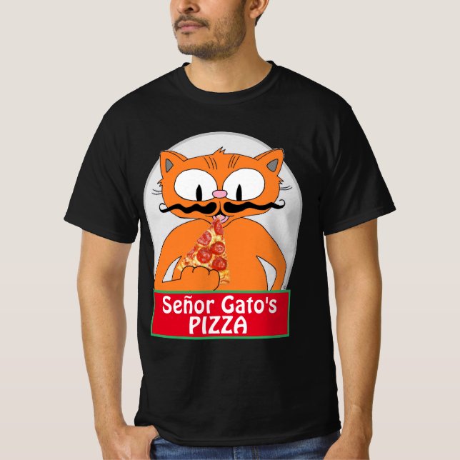 Camiseta Gato del manillar de la pizza del señor Gato (Anverso)