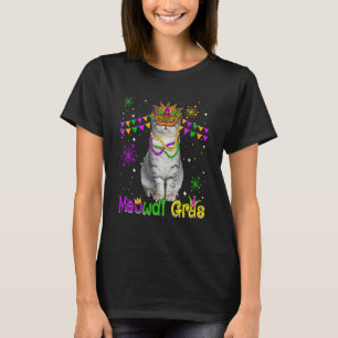 Camiseta Gato del Mardi Gras lindo escocés Fold Cat Carniva