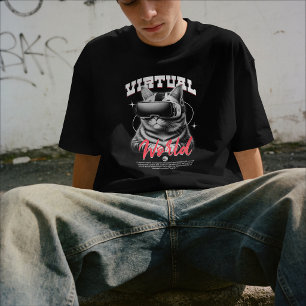 Camiseta Gato del Mundo Virtual – Jugador Futurista