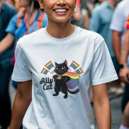 Camiseta Gato del Orgullo - Diseño de Gato de Aliado LGBTQI