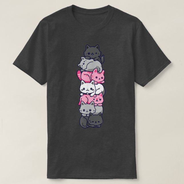 Camiseta Gato del orgullo gay LGBT Demi Bandera del Chica C (Diseño del anverso)