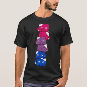 Camiseta Gato del Orgullo Gay LGBT Kawaii Gatos Pile Cute A