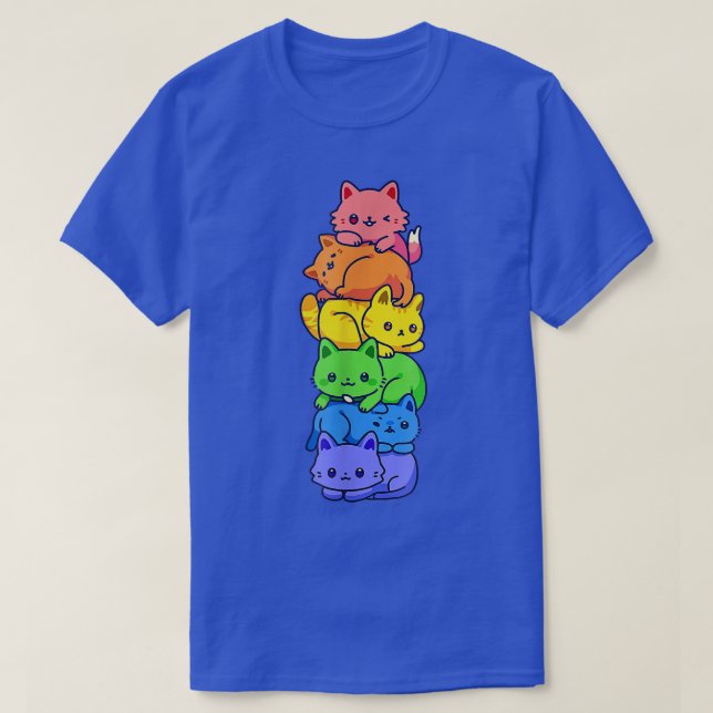 Camiseta Gato del Orgullo Gay LGBT Kawaii Gatos Pile Cute A (Diseño del anverso)