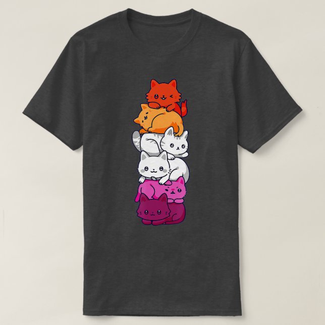 Camiseta Gato del Orgullo Lesbiano Gay Bandera Gay LGBT Cue (Diseño del anverso)