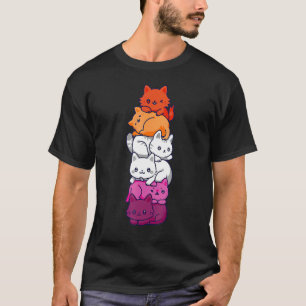 Camiseta Gato del Orgullo Lésbico Bandera Lgbt Gay Bonito