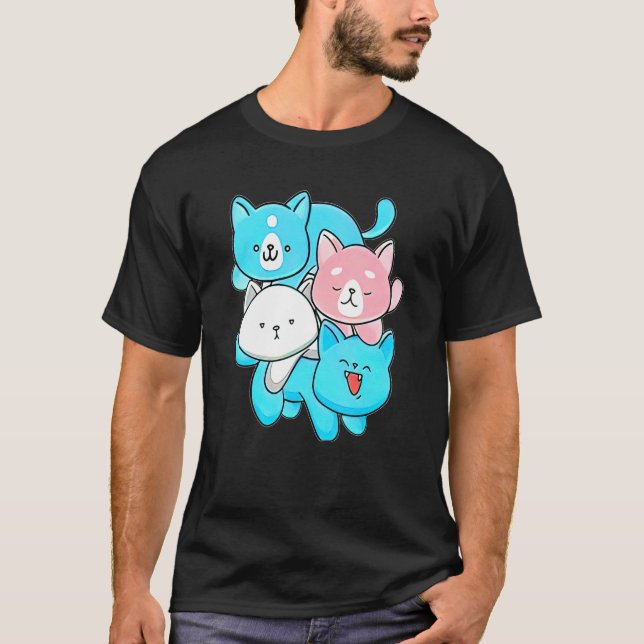 Camiseta Gato del orgullo transgénero Gato Lgbt Bandera Tra (Anverso)