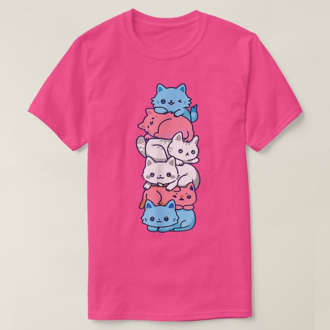 Camiseta Gato del orgullo transgénero LGBT Bandera Trans Cu (Diseño del anverso)