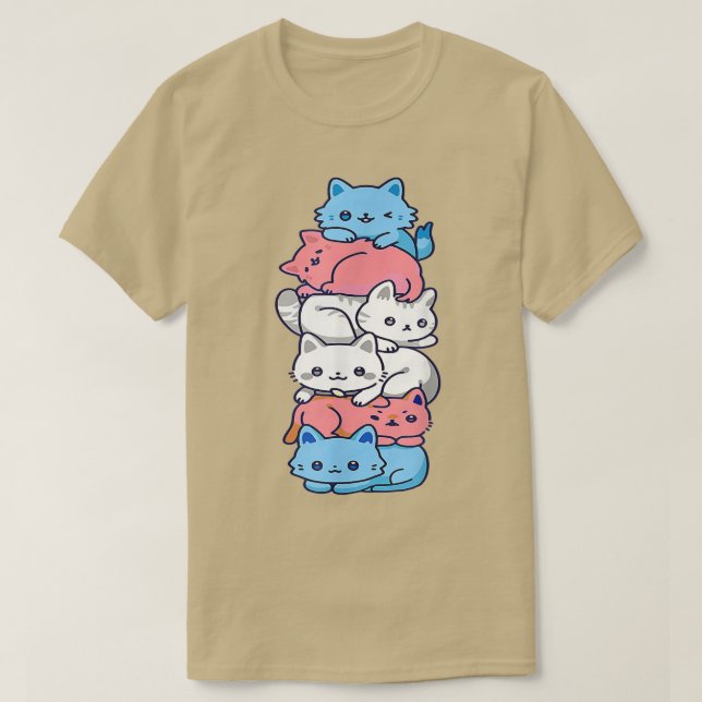 Camiseta Gato del orgullo transgénero LGBT Bandera Trans Cu (Diseño del anverso)