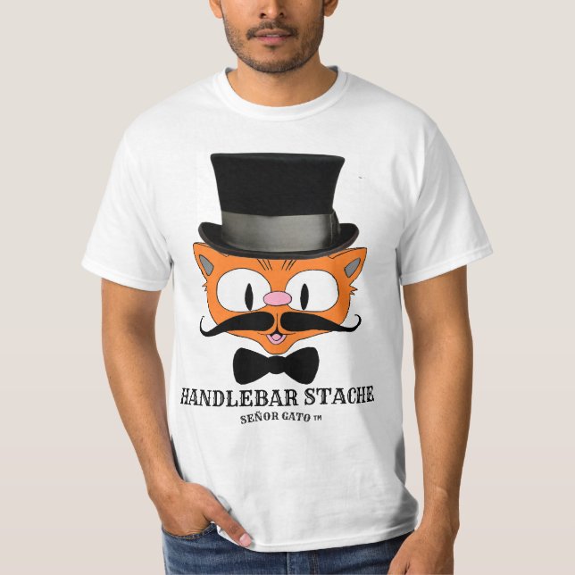 Camiseta Gato del Personalizado humorístico Mustache (Anverso)