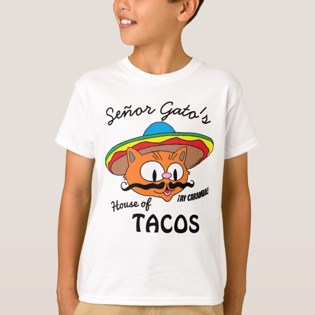 Camiseta Gato del señor Gato en la casa de los tacos Person (Anverso)